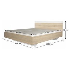 Set dormitor GABRIELA NEW, stejar sonoma/alb, pat 180x200 cm, dulap cu 2 usi si 2 noptiere