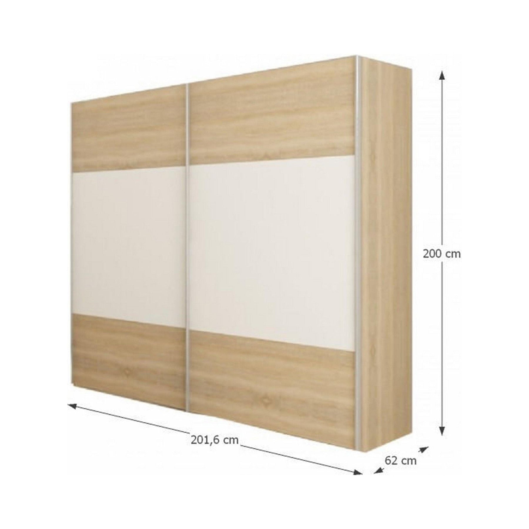 Set dormitor GABRIELA NEW, stejar sonoma/alb, pat 180x200 cm, dulap cu 2 usi si 2 noptiere