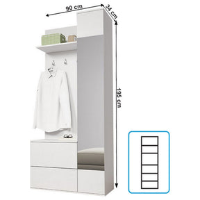 Mobilier hol GADIS, alb, 90x195x34 cm