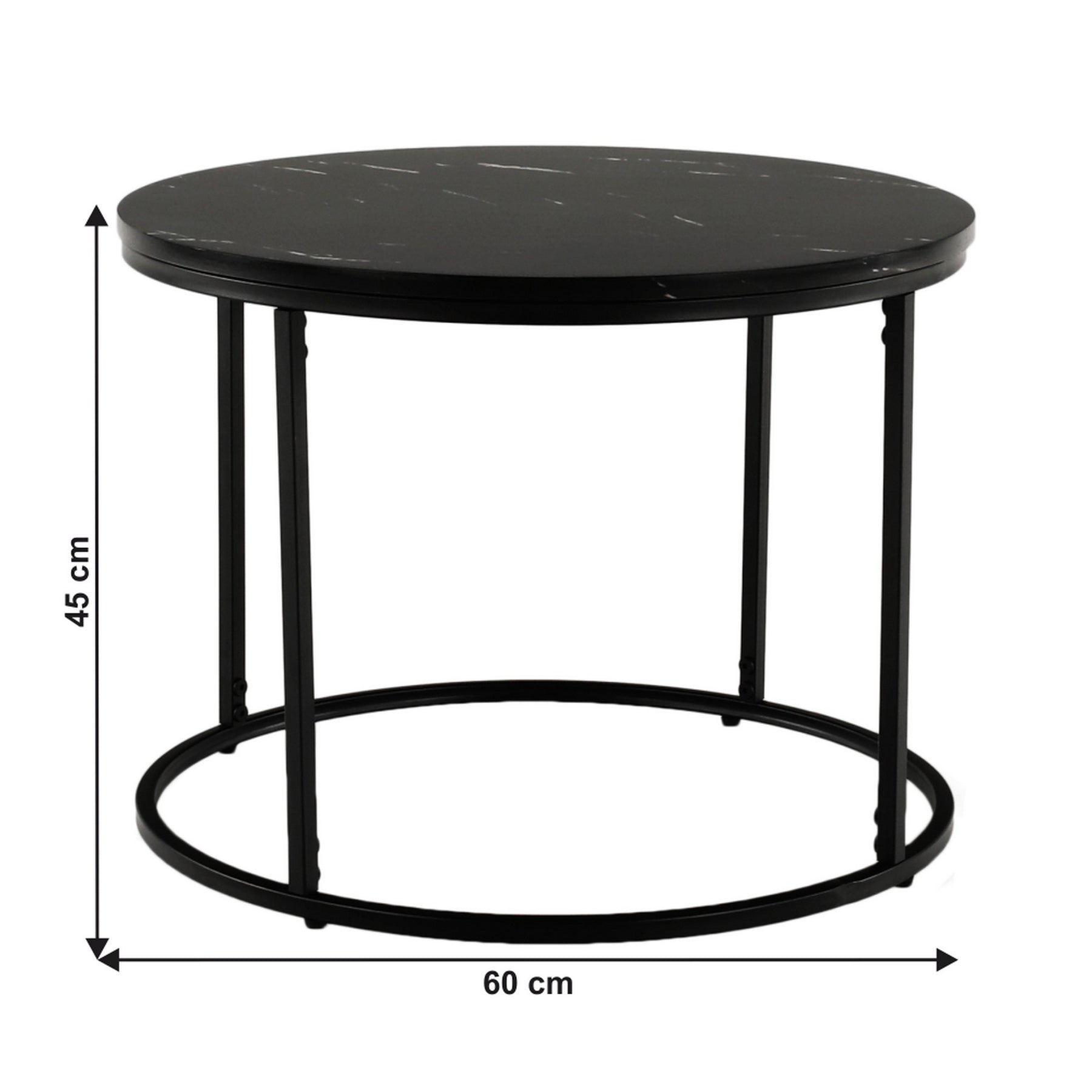 Masuta de cafea GAGIN, negru cu efect de marmura, 60x45 cm