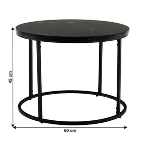 Masuta de cafea GAGIN, negru cu efect de marmura, 60x45 cm