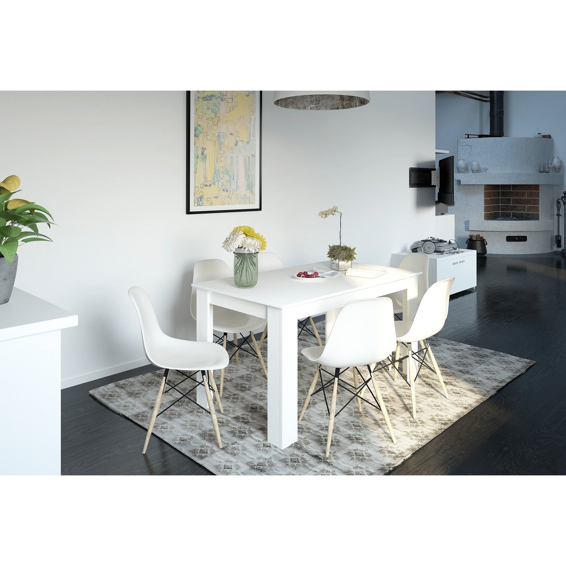 Masa GENERAL NEW, alba, DTD laminat, 140x80x75 cm