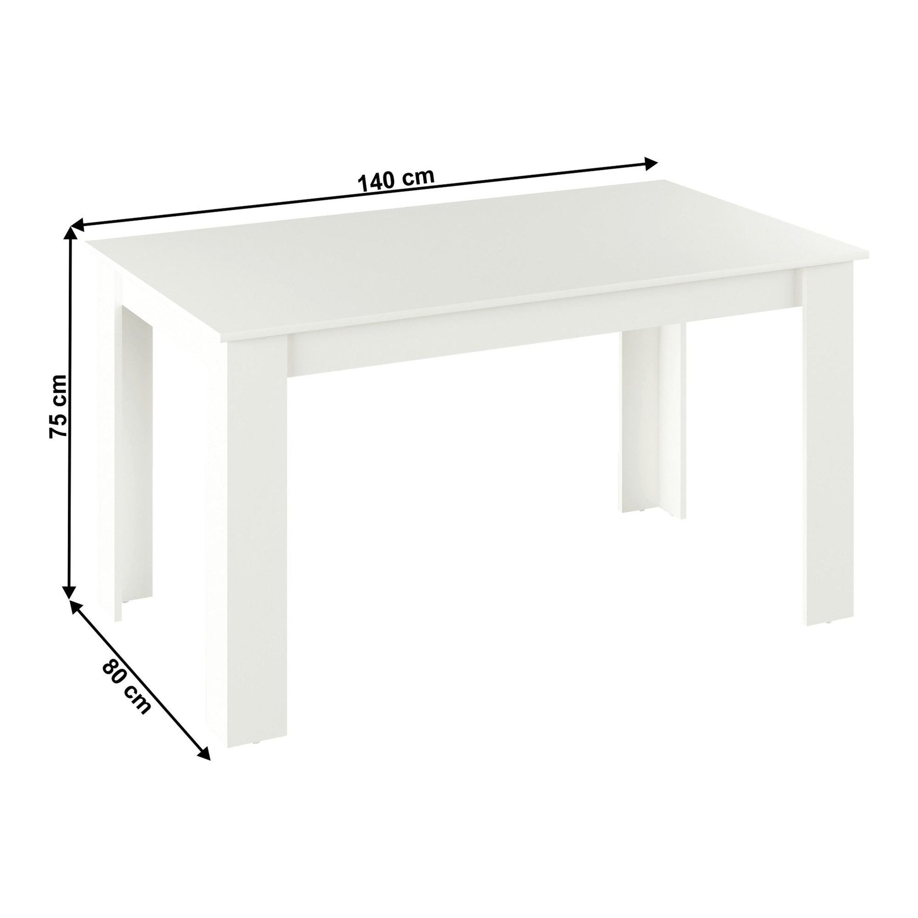 Masa GENERAL NEW, alba, DTD laminat, 140x80x75 cm