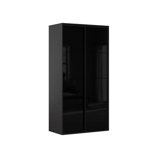 Dulap FLEX, negru lucios/gri grafit, PAL, cu 2 usi, 120x66x240 cm