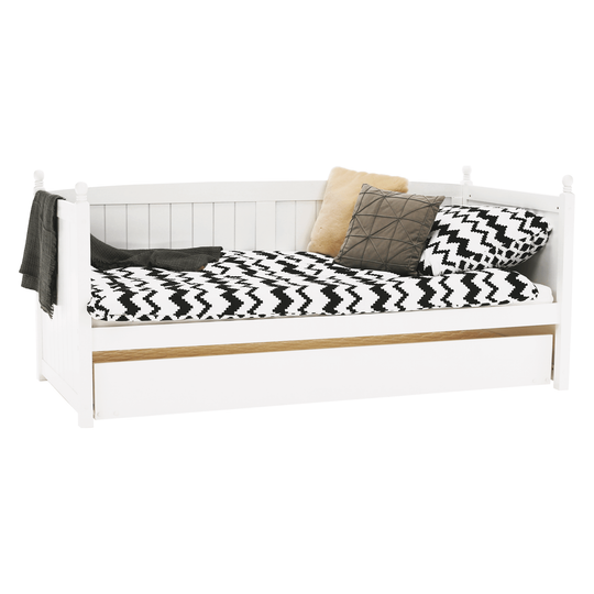 Pat cu pat suplimentar, lemn de pin, alb, 90x200, GLAMIS