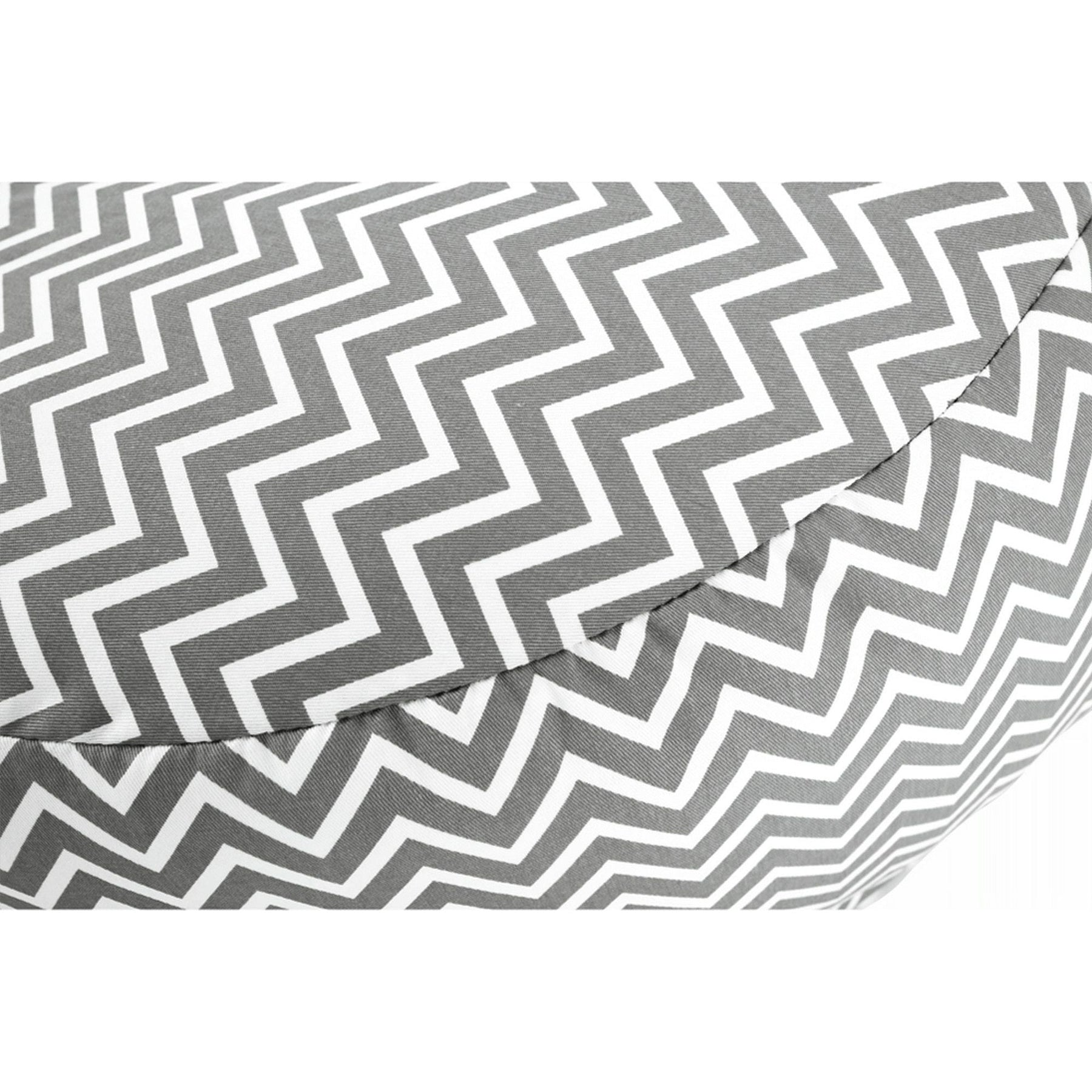 Fotoliu puf GOMBY, material textil/biluțe din polistiren, gri/alb/model zig-zag, 60x50x60 cm