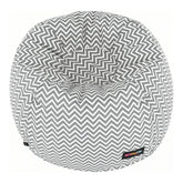 Fotoliu puf GOMBY, material textil/biluțe din polistiren, gri/alb/model zig-zag, 60x50x60 cm