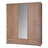 Dulap dormitor GRAND tip 2, PAL laminat, stejar sonoma, 161x192x55 cm, cu oglindă, 3 usi si 3 sertare