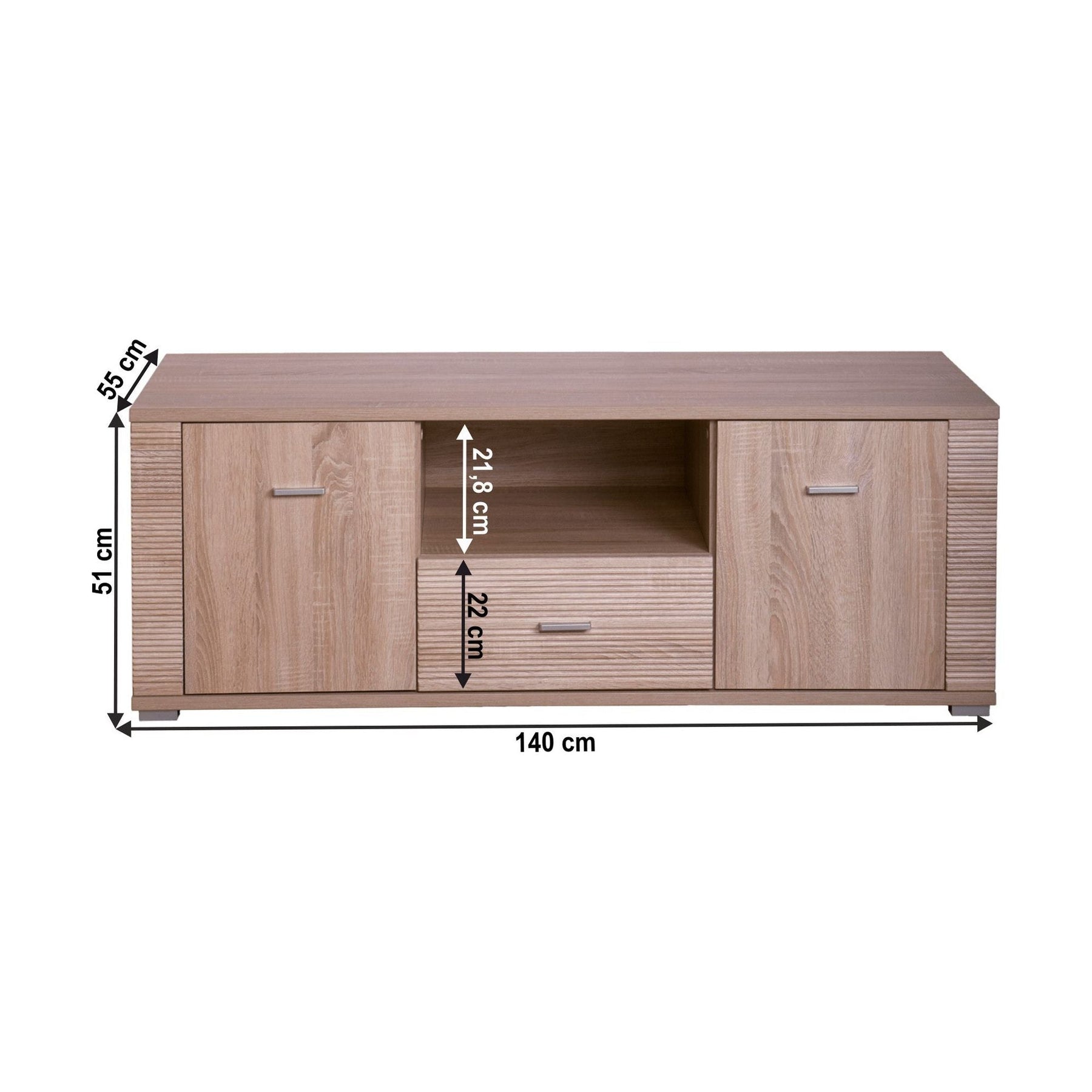 Comoda TV GRAND tip 13, PAL laminat, stejar sonoma, 140x55x51 cm