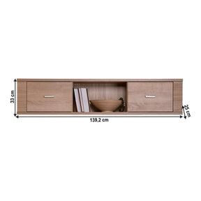 Dulap suspendat GRAND tip 15, PAL laminat, stejar sonoma, 140x30x25 cm, 2 usi si 1 raft deschis