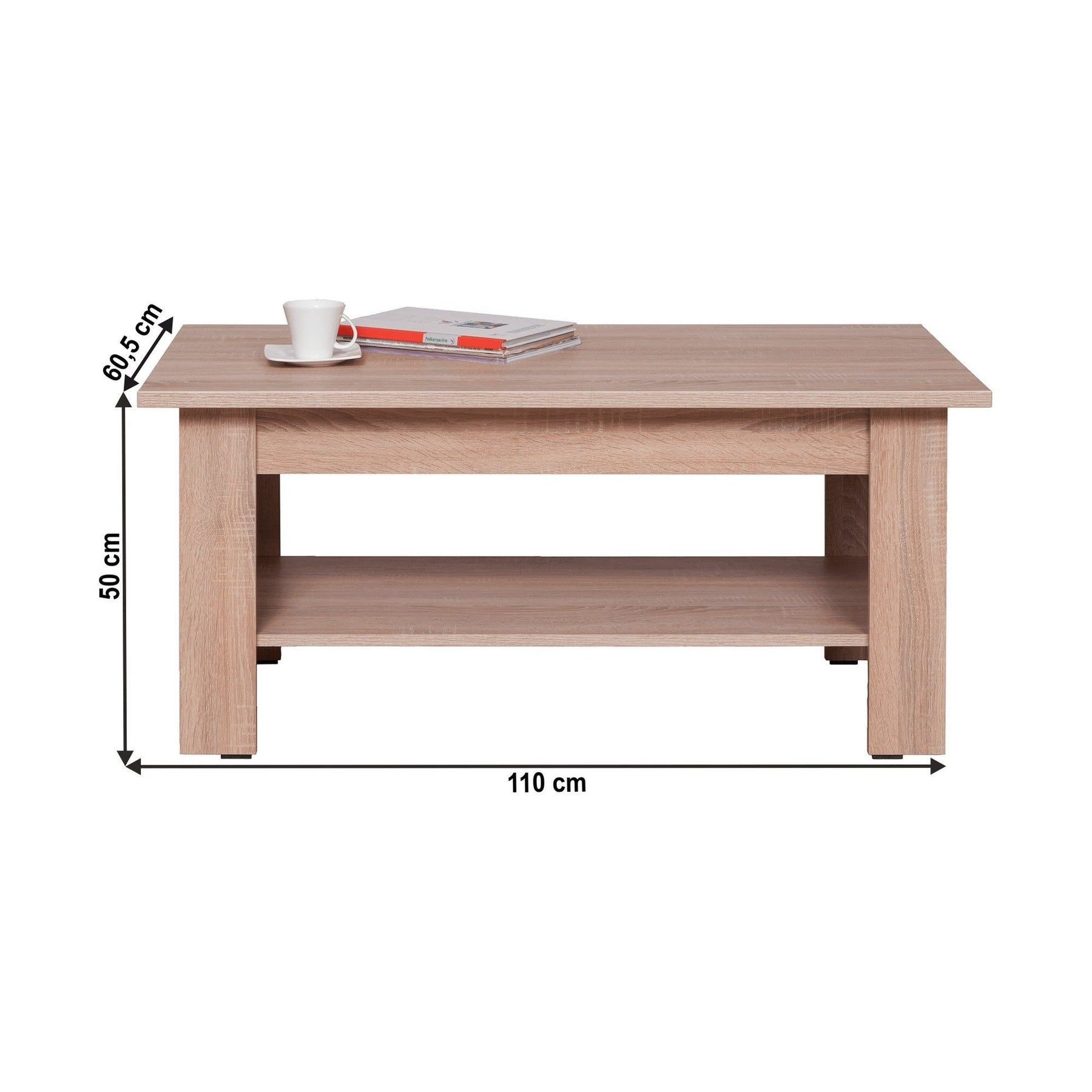 Masuta cafea GRAND tip 19, PAL melaminat, stejar sonoma, 110x50x61 cm