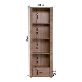 Biblioteca GRAND TIP 6, PAL laminat, stejar sonoma, 63x39x192 cm