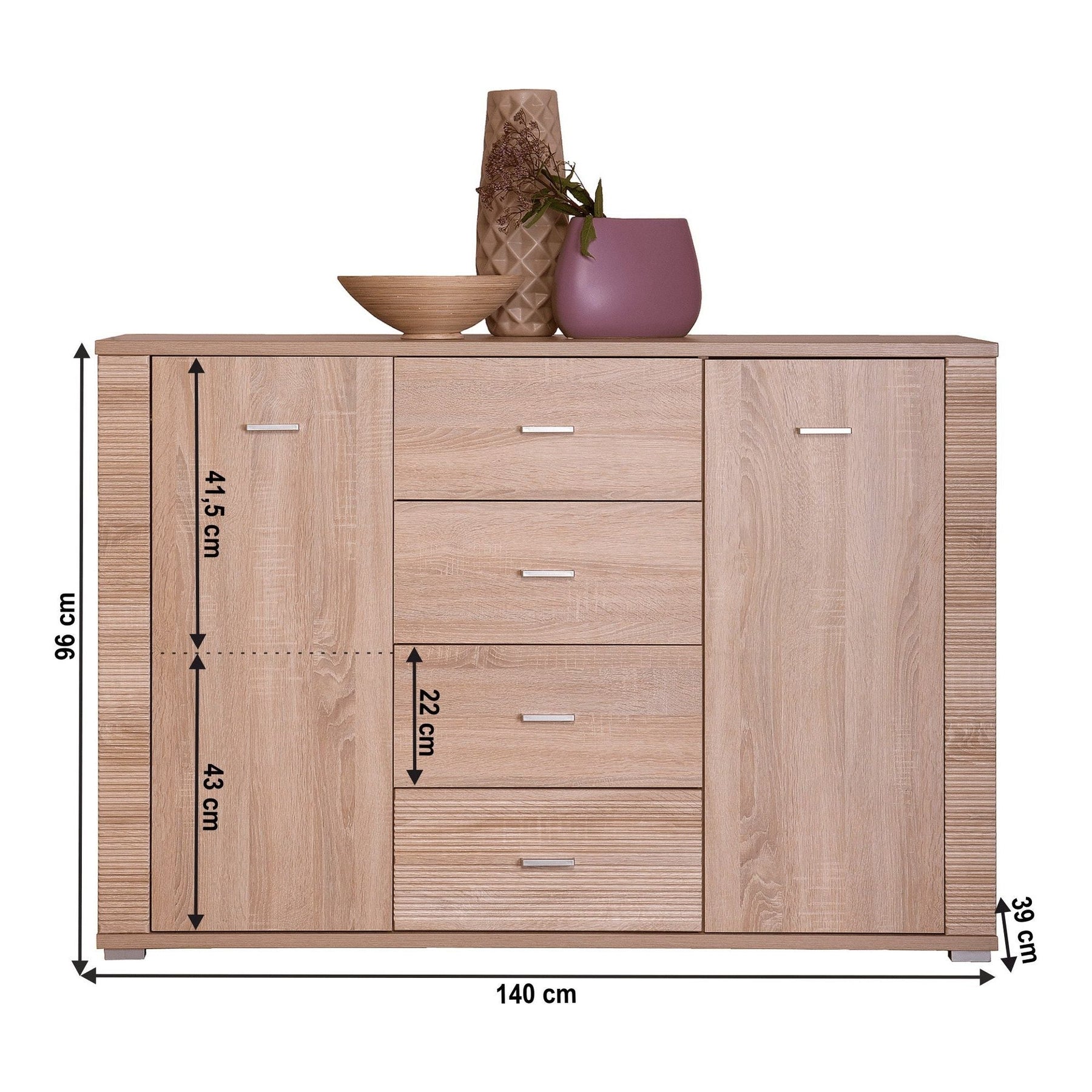 Comoda GRAND tip 9, PAL, stejar sonoma, 140x39x96 cm