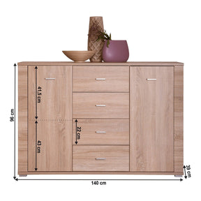 Comoda GRAND tip 9, PAL, stejar sonoma, 140x39x96 cm