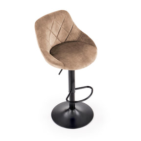 Scaun bar H101, bej/negru, stofa catifelata/metal, 47x45x84 cm