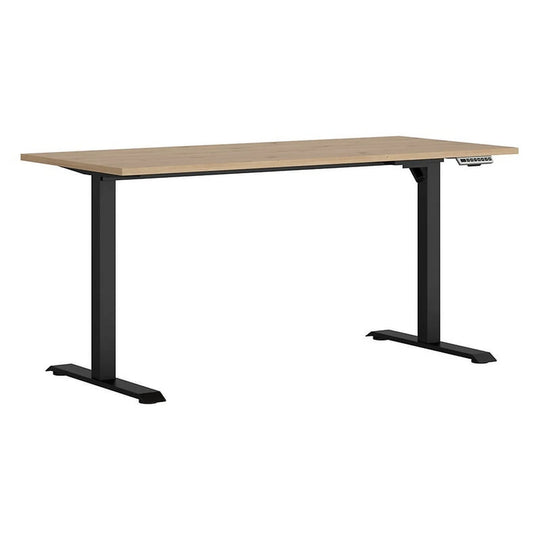 Masa birou SPACE OFFICE, stejar artisan/negru, PAL laminat/metal, cu inaltime reglabila, 160x68x72-120 cm