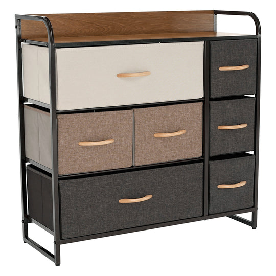 Comoda HAZEL TYP 3, bej/maro deschis/maro inchis, metal/plastic/material textil, 80x29x79 cm