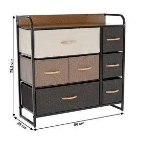 Comoda HAZEL TYP 3, bej/maro deschis/maro inchis, metal/plastic/material textil, 80x29x79 cm