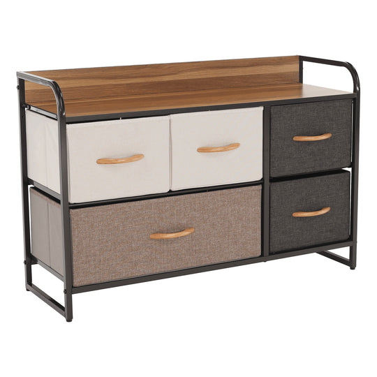 Comoda HAZEL TYP 4, bej/maro deschis/maro inchis, metal/plastic/material textil, 80x29x79 cm