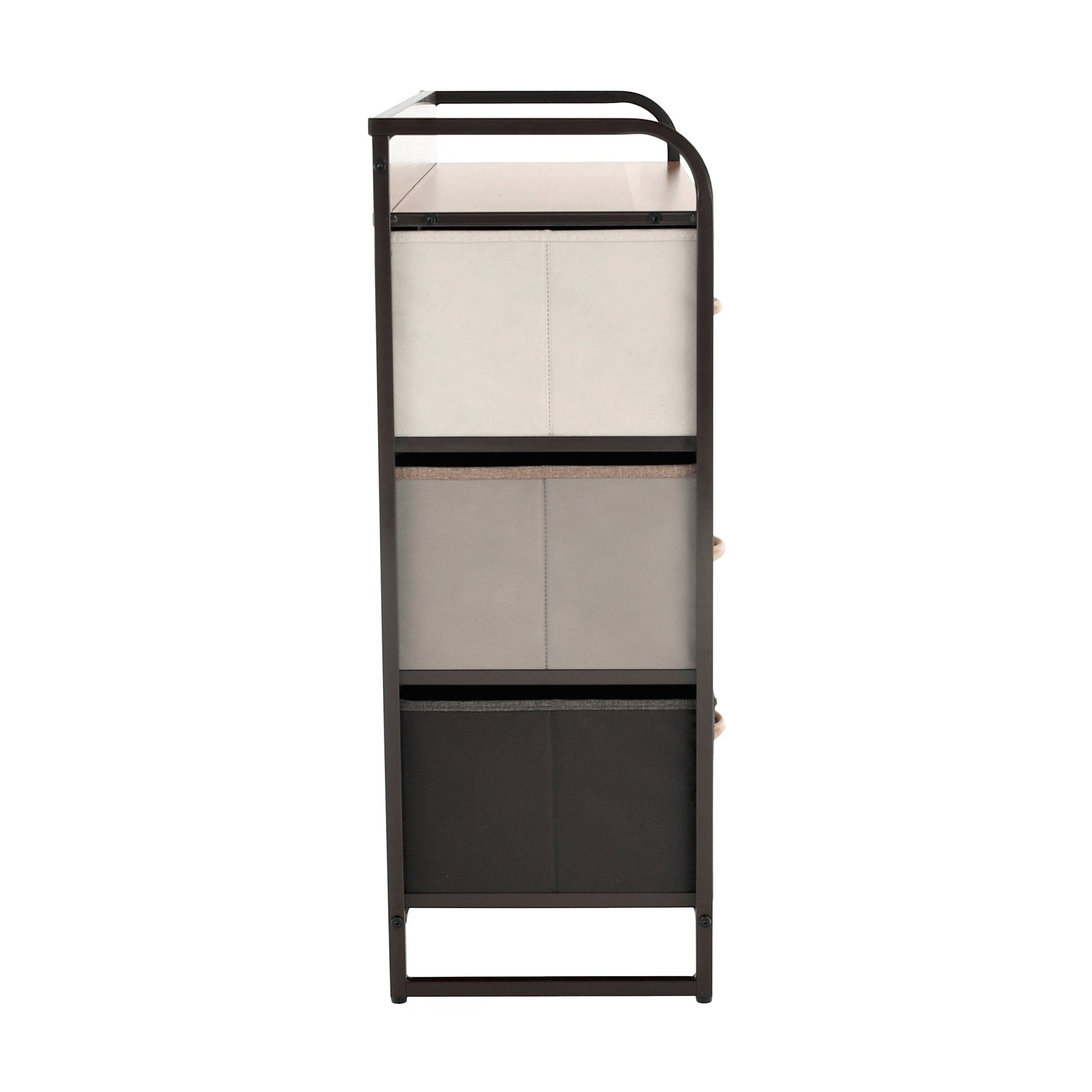 Comoda HAZEL TYP 3, bej/maro deschis/maro inchis, metal/plastic/material textil, 80x29x79 cm