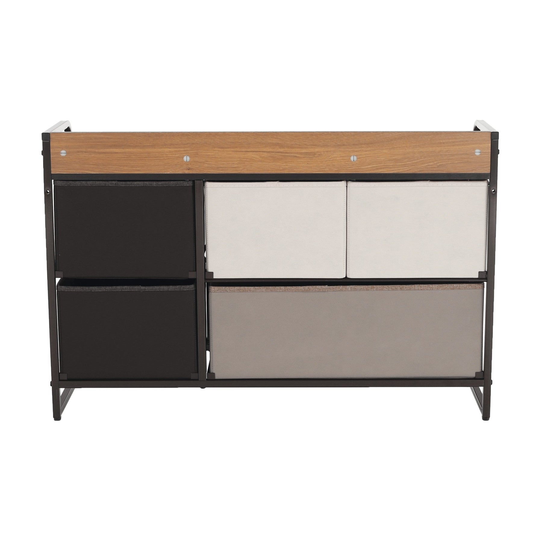Comoda HAZEL TYP 4, bej/maro deschis/maro inchis, metal/plastic/material textil, 80x29x79 cm