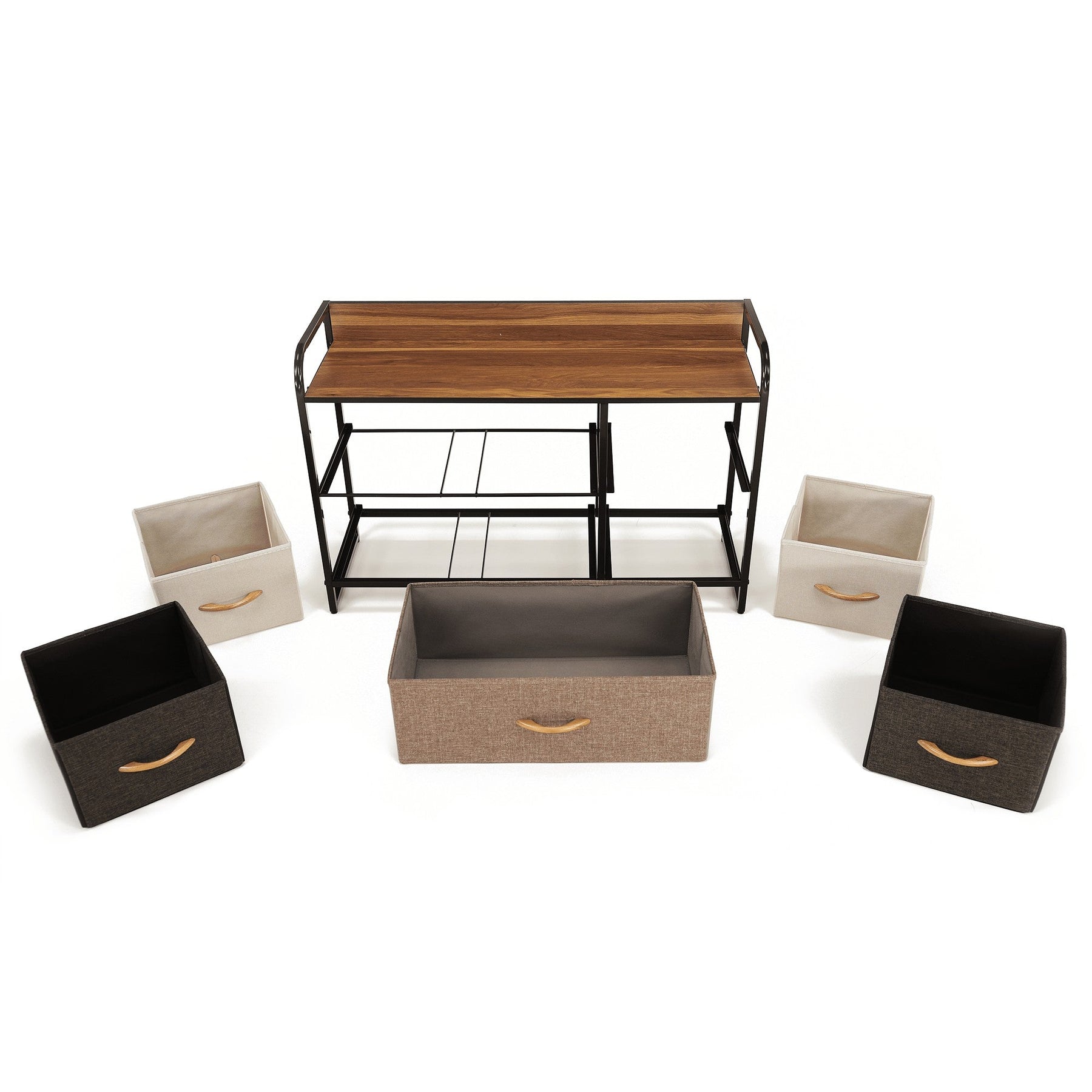 Comoda HAZEL TYP 4, bej/maro deschis/maro inchis, metal/plastic/material textil, 80x29x79 cm