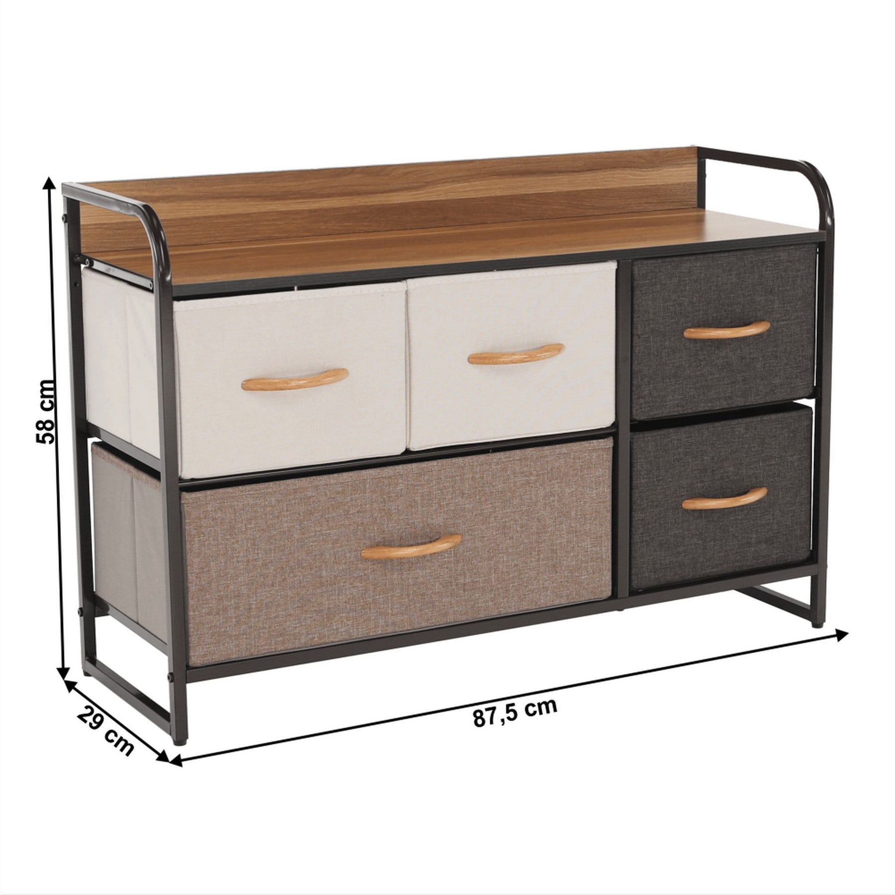 Comoda HAZEL TYP 4, bej/maro deschis/maro inchis, metal/plastic/material textil, 80x29x79 cm