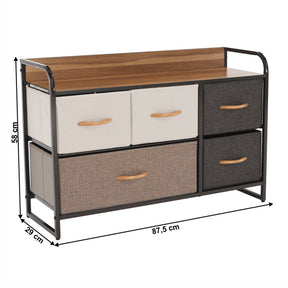 Comoda HAZEL TYP 4, bej/maro deschis/maro inchis, metal/plastic/material textil, 80x29x79 cm