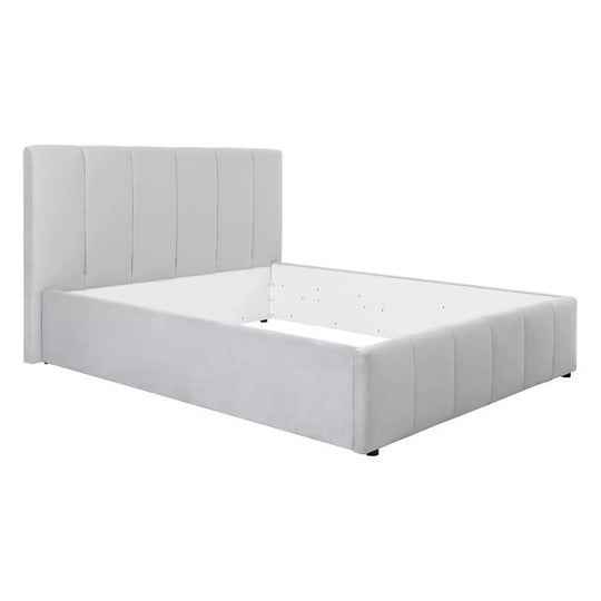 Cadru pat LONES 160x200, stofa catifelata gri deschis - Bluvel 03