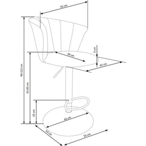 Scaun bar H104, bej, stofa catifelata, 55x53x112 cm