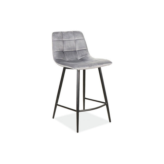 Scaun bar MILA H-2, stofa catifelata gri/negru, 43x40x87 cm