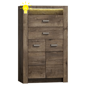 Comoda INFINITY I-06, frasin inchis, cu iluminare LED, 76x127x42 cm