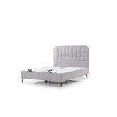 Pat INFINITY 180x200, stofa clasica gri - Linum 660, cu somiera si spatiu depozitare