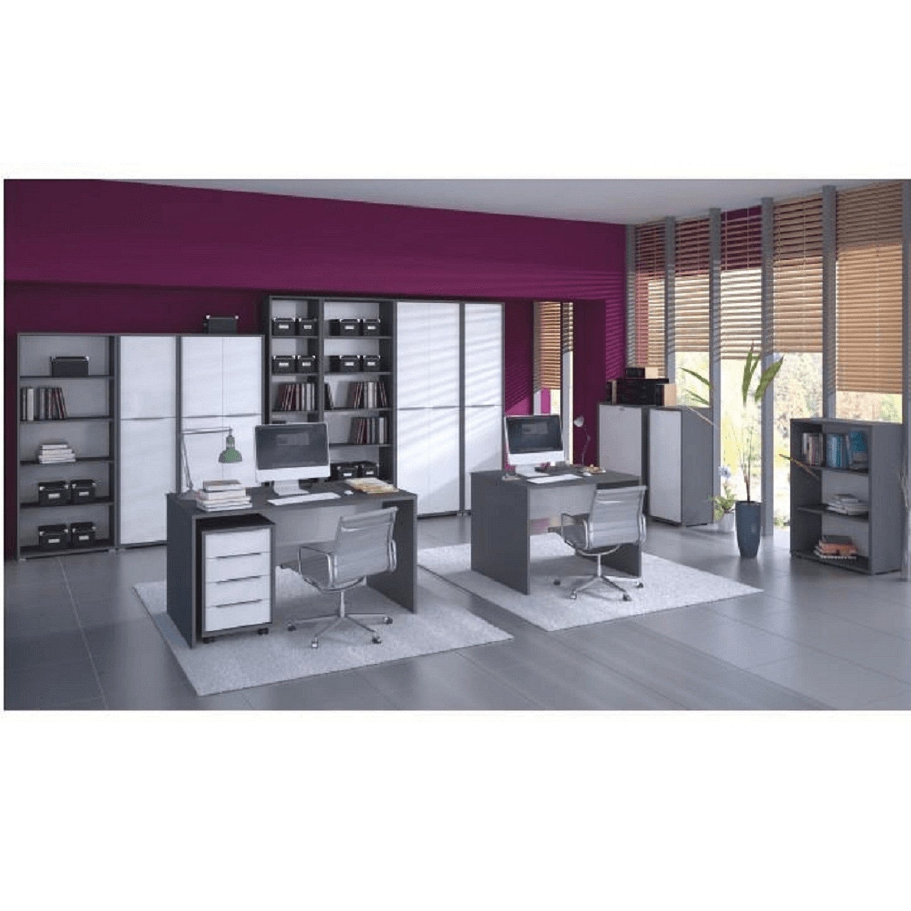 Noptiera birou RIOMA NEW TYP 14, DTD laminat, gri/alb, 43x48x66.7 cm