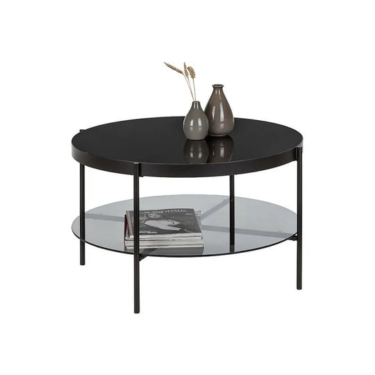 Masuta cafea AIKO, negru, sticla securizata/metal, 80x80x44 cm