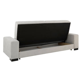 Canapea extensibila RUBIO, stofa catifelata bej - Matrix 2, cu lada depozitare, 232x95x81 cm