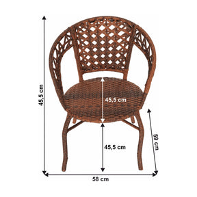 Set gradina JARUB, maro, ratan artificial/sticla securizata/metal, cu masuta si 2 scaune