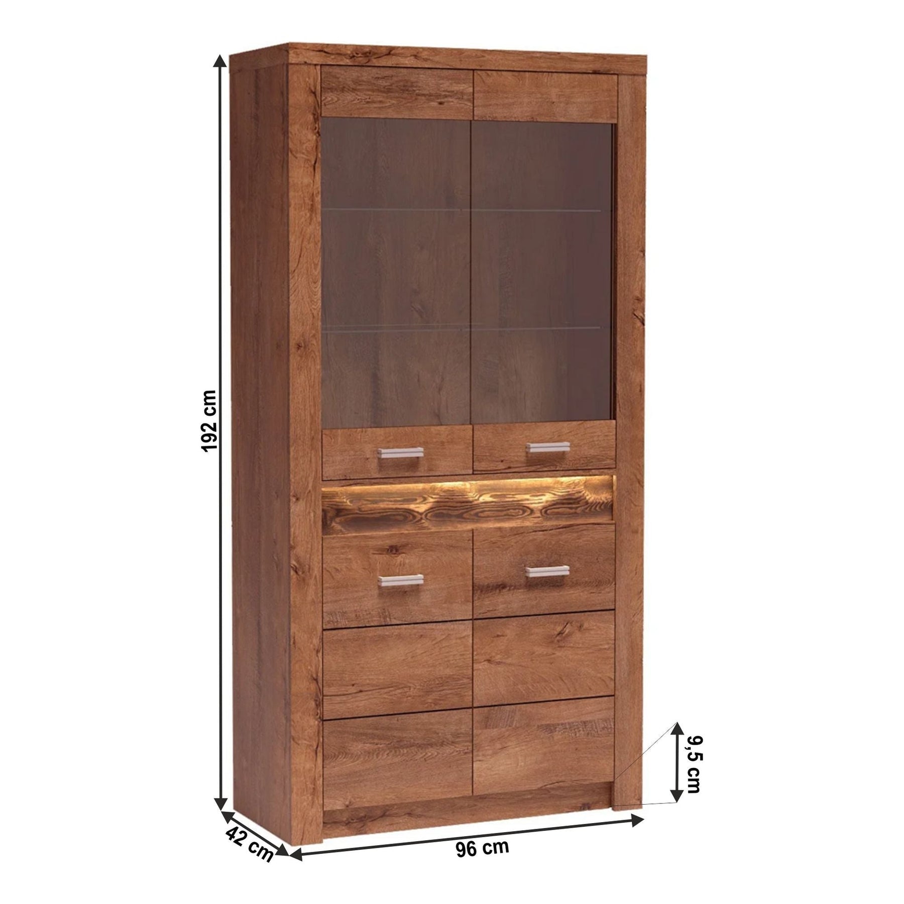 Vitrina living INFINITY I-03, PAL melaminat, frasin deschis, 96x42x192 cm