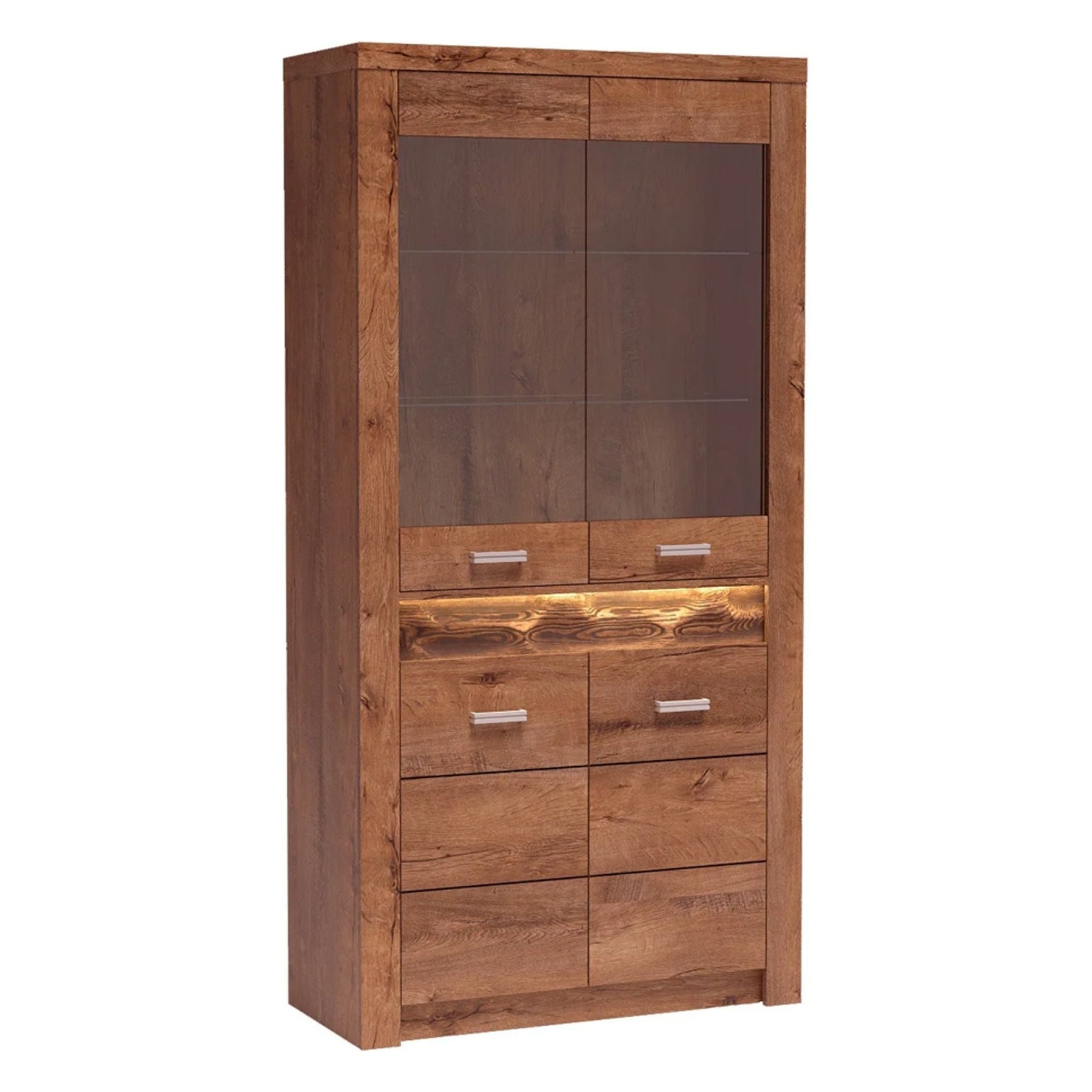 Vitrina living INFINITY I-03, PAL melaminat, frasin deschis, 96x42x192 cm