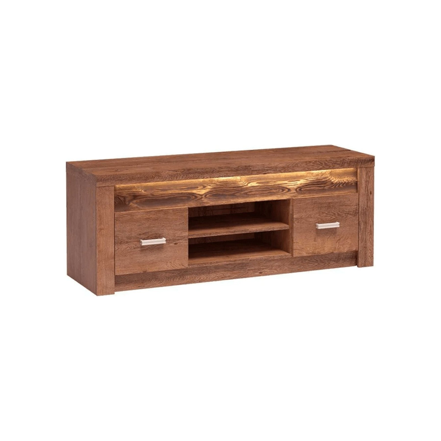 Comoda TV INFINITY I-09, PAL melaminat, frasin deschis, cu iluminare LED, 137x53x42 cm