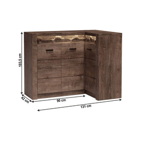 Comoda de colt INFINITY I-15, PAL melaminat, maro închis, 131/90x103,5x42 cm