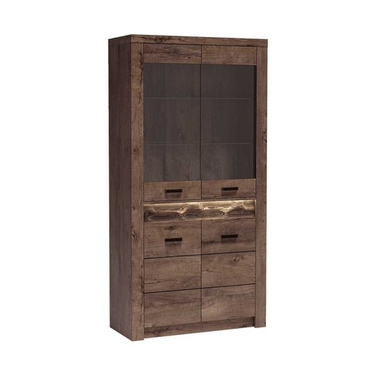 Vitrina living INFINITY I-03, PAL melaminat, frasin închis, 96x42x192 cm