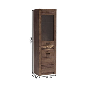 Vitrina living INFINITY I-04, PAL melaminat, frasin inchis, 2 usi, 56x192x42 cm