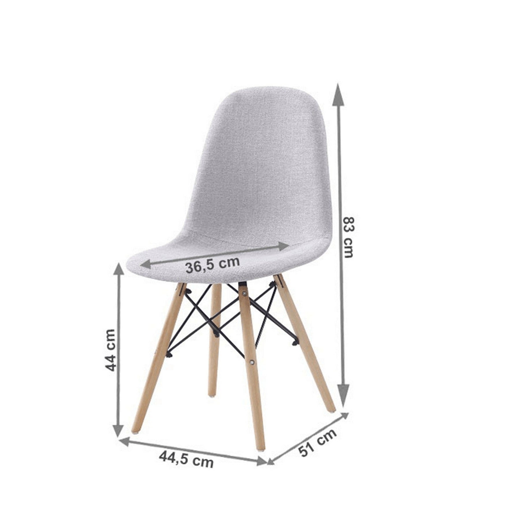 Scaun DARELA NEW, gri deschis/fag/negru, stofa/lemn/metal, 45x51x83 cm