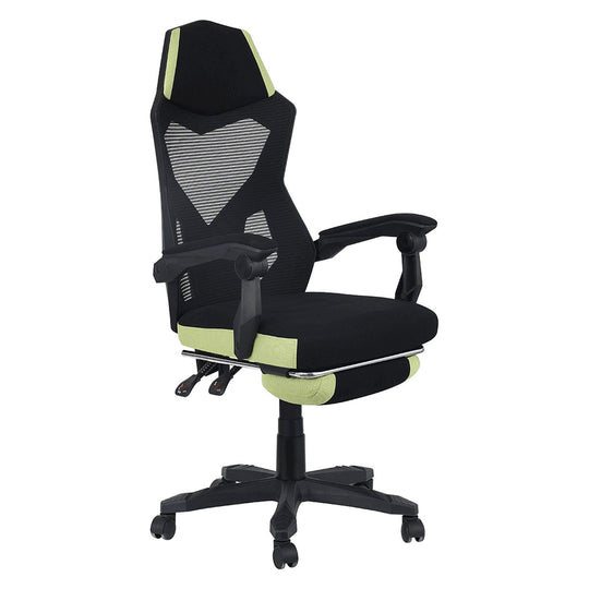 Scaun gaming JORIK NEW, negru/verde, plasa/textil, 60x65x108-118 cm