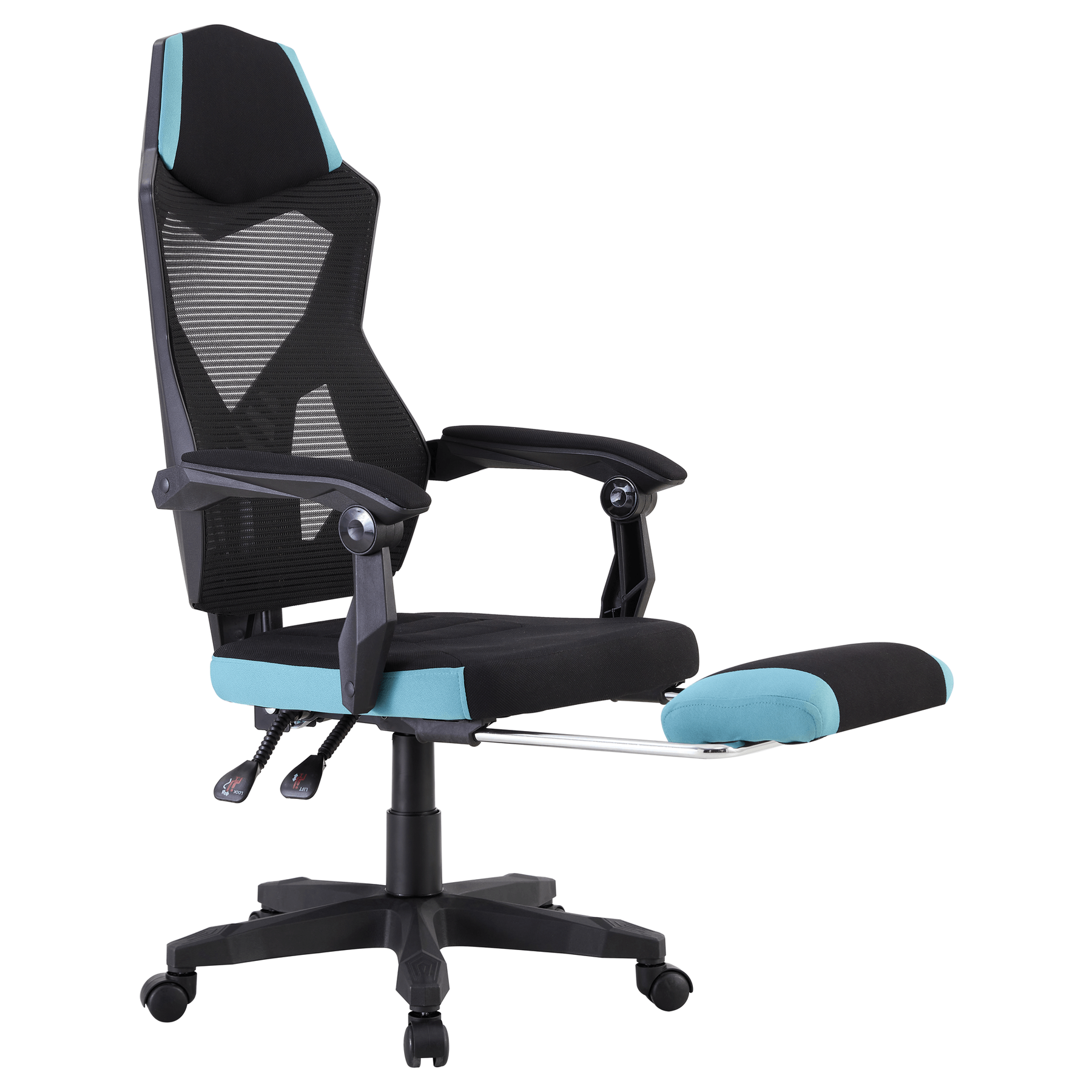 Scaun gaming JORIK NEW, negru/neo menta, plasa/textil, 60x65x108-118 cm
