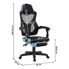 Scaun gaming JORIK NEW, negru/neo menta, plasa/textil, 60x65x108-118 cm