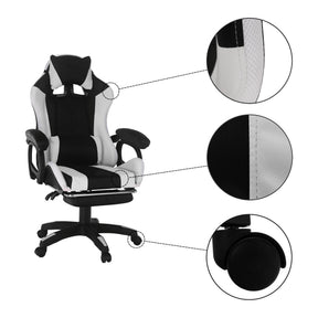 Scaun de birou JOVELA, negru/alb, cu iluminare led, 65x65x114/124 cm