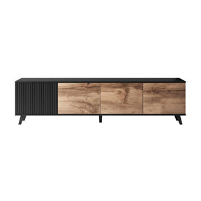 Comoda TV RANDOM, stejar wotan/negru, PAL furniruit, 200x40x52 cm