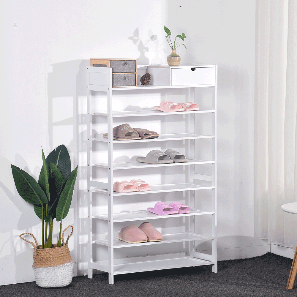 Pantofar KATLEY, alb, bambus, 70x25x117 cm